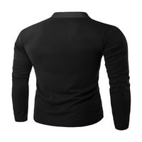 Capreze muški vrhovi majica s dugim rukavima Solid Color Henley majice modni pulover up bluza crna xl