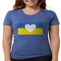 Cafepress - Ukrajinska srčana majica - Ženska Tri-Blend majica