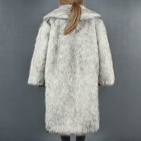 Floleo Womens Wind Fall Coats Jakna Ženska dame Topla Fau Furry Coat Jacket zima isključuju ovratnik gornju odjeću siva