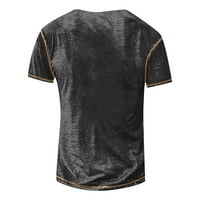 Muške atletske košulje i teže stabilni odjeća muške tiskane majice na otvorenom retro gumb labav kratki rukav top crni 3xl