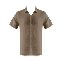 Havajska majica za muškarce Smiješne ljetne casual revel Solid Color Dugme s kratkim rukavima posteljina