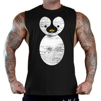Slatki crtani pingvin muški crni majica majica bez rukava vrh Veliki crni