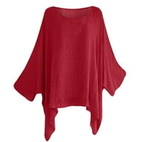 Ženski vrhovi zazor ispod $ stilskih žena O-izrez kratka rukava majica Ljetna čvrsto labava bluza crvena