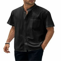 Paille muškarci vrhovi gumb dole majica rever vrat Ljetne košulje Retro dnevna haljina bluza crna l