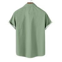 Muška majica za čišćenje ljudi Ležeran modni patchwork patwown ovratnik tiskar kratkih rukava ima džepove majica gumba za bluze Green 6