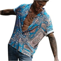 Muška havajska majica modni tip gumb za ispis rever kardigan kratki rukav, labavi odmorni odmor