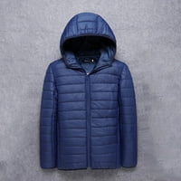 Zunfeo zimska jakna za muškarce - Slim Fit dugi rukav zatvarač turtleneck kapuljač sa kapuljačom, čvrsta jakna udobna jakna plava 4xl