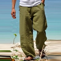 Feterrnal posteljina odjeća za muškarce Prirodne posteljine hlače za muškarce savremeni ugodni kvalitet meki posteljina džepa u boji pantalone za muškarce za muškarce