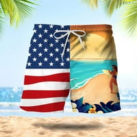 Tobchonp Day Neovisnost Modni muški šorts USA Zastava zastava Print Plažni kratke hlače Havajski sport