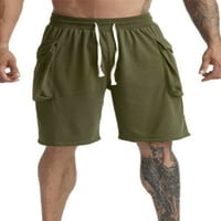 GRIANOOK MAN SHORTS BOJNE KUĆE GODOVI ELASTIČNI STRAŽI Ljetne hlače MENS Classic Fit Sport Mini pantalone Havajska ravno noga za plažu od plaže Zelena XL