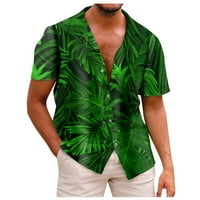 Gotyou muške povremene havajske majice, gumb s kratkim rukavima dolje majice na plaži, tropski ljetni tee vrhovi tamnozelene l