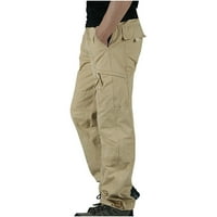 CACOMMARK PI muške teretne hlače za čišćenje muških kombinezona čvrste boje tanki više džep ravno sportskim pantalonama na otvorenom Khaki