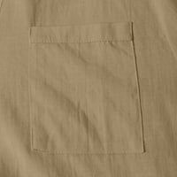 Virmaxy Muška jesena moda bez tastera V-izrez majica Čvrsta boja dugih rukava pamučna majica sa džepovima