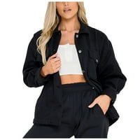 Cardigan za žene plus veličine Žene Ženski kaput sa kapuljačom zimski jakni Kardigan preko rublje Jumper Black M
