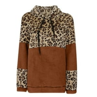 Žene Leopard patchwork dugih rukava dukserica Pulover majica bluza trendy plus veličina Žene dugih rukava