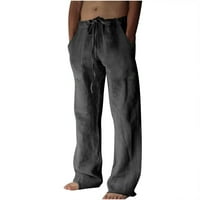 Muške ležerne ravne hlače za široke noge Solidne boje sa džepnim pantalonama modne prozračne vučne elastične strugove
