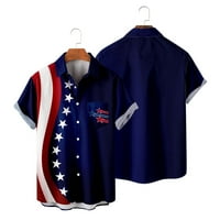 Muška majica američka zastava Dan nezavisnosti zastava Ispiši gumb Down majica s kratkim rukavima