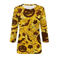 Strungten ženska modna casual tri tromjesečje rukave Halloween Print okrugli vrat pulover Top bluza