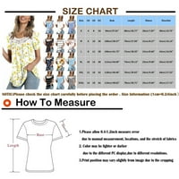 Yubatuo ženski vrhovi ženskog ljetnog casual tiska s kratkim rukavima čipkasti čipka ubode O-izrez labave majice Top bluze za žene