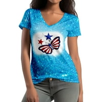 4. jula grafička majica za žene, V izrez Ženski vrhovi, košulje od tiskane košulje žene, 2xS-8XL vrhovi