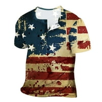 Clearice Muške košulje 4. srpnja Američka zastava Štampanje tinejdžeri V-izrez Pulover Actithewwear