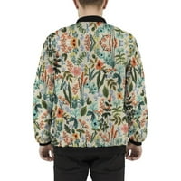 Muške modne jakne opušteno fit cvjetni print zip up ud dugih rukava postolja ovratnika casual comfy