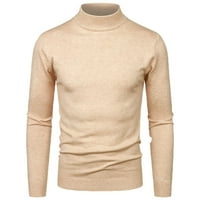 Jsaierl džemperi za muškarce pletenje rugajući izrez čvrsta tanka gornja majica dugih rukava, dugački