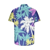 Muške majice na plaži, muške 3D havajske košulje cvjetne tipke s kratkim rukavima dolje ljetna plaža majica za odmor zelena 8