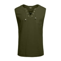 Carmen Muške Ležerne prilike sa labavim pamučnim majicama Boja košulja Boja bluza bez rukava na plaži na plaži, morska zelena, XL, kupujem brod 3