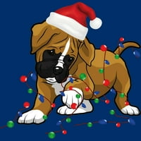 Saint Bernard Dog Božićno svjetlo Kostim šešir Santa Fairy Lights Muns Royal Blue Grafički tenk - Dizajn
