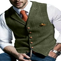 Capreze Men Gumb Slim Fit Formalno žičarice Tweed Vest Zima Redovni fit prsluk Svečani prsluk