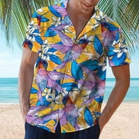 Muška majica Casual Moderan labavi fit proljeće ljeto Top Hawaii tiskani ovratnik gornjeg ogrlice od labavog gumba za rukave bluze majica grafički vintage
