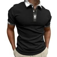 Vučene muške majice s kratkim rukavima tromjesečje gumb polo majice strije Slim Fit workout tee xl, crna