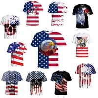 Ljetni muškarci Majica Američka nezavisnost Dan majica Retro USA zastava zastava kratkih rukava Dizalica Ležerne prilike Streetwear Top
