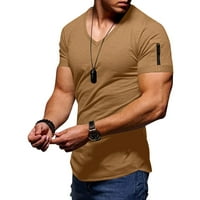 Advoicd majice za muške ljetne modne casual Solid Color patentni džepni majica s kratkim rukavima od