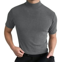 Muške majice mužjak ljetna čvrsta majica bluza s visokim ovratnikom Turtleneck kratki rukav na majici