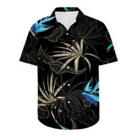 Muška majica Muška havajska majica Zabava s kratkim rukavima Majica za rušenje Tropska kuća za odmor Plava XL