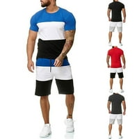 Ljetni muškarci Kratki rukav set set sportskih vrhova kratke hlače odijelo mišić teretana crna m