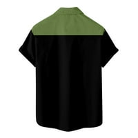 Havajske majice za muškarce veliki i visoki redovni montirani trendy ljetni kratki rukav boja blok tiskani gumb prema dolje grafički majice na vrhu džepova Green XXXL