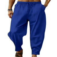 Paille muške posteljine hlače od pune boje ljetne hlače elastične strugove lagane jogger dno Royal Blue