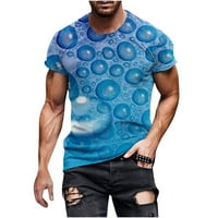 Zkozptok muške košulje Plus veličine Moderan spajanje Digitalni tisak kratkih rukava okrugli vrhovi vrata Comfy Slim Sport Fitting bluza, plava, xxxl