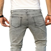 Muškarci mršavi raštrkani pantalone Solid Boja srednje rastom koničarene noge za pranje rublja traperice