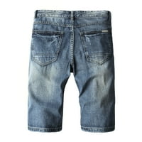 Muška moda Ležerne prilike ravne rupe kopče Zipper traper kratke hlače pantalone 121