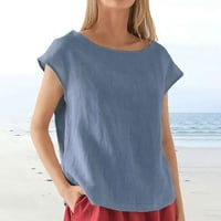 Jsaierl pamučne majice za žene Ljeto Ležerne prilike kratkih rukava Elegantne čvrste boje kratkih majica