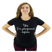 Smiješne košulje za trudnoće za ženske košulje za trudnoću Mama da bude poklon trudna opet crna xx-velika