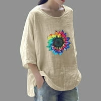 Ženska ležerna tiskana okrugla vrata labava rukavica pulover vrhove Trendy Fall odjeća košulja košulja