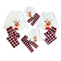 Božićni podudaranje porodice pidžame postavlja Xmas PJ-ovo odjeća za spavanje s dugim rukavima od ispisanog gornjeg dijela s plaidnim dnom