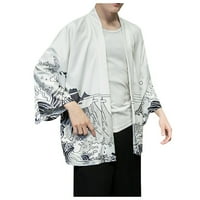Muški gumb niz dugi rukav moda prevelika kimono majica muške košulje tiskane kardigan muške bluze haljine