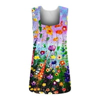 Košulje za žene cvjetne tiskane modni prsluk sa labavim majicama bez rukava, multikolor, l