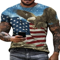 Avamo muškarci Slim Crew vrat ljetni vrhovi 3D tiskani američki osnovni majica Tee Star Holiday majica